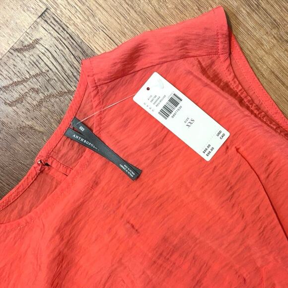 NWT Anthropologie Pleated Waist Blouse Tank In Coral Size XXS - Picture 5 of 6